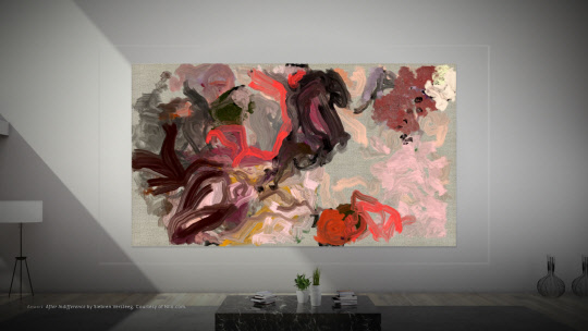 마이크로 LED 기반 디스플레이 더 월에 '매직 스크린' 기능을 활용해 디지털 아트 콘텐츠를 띄운 사진. <삼성전자 제공>